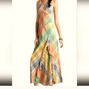 Tomy Hilfiger Plaid Multicolor Ruffle Maxi dress 10